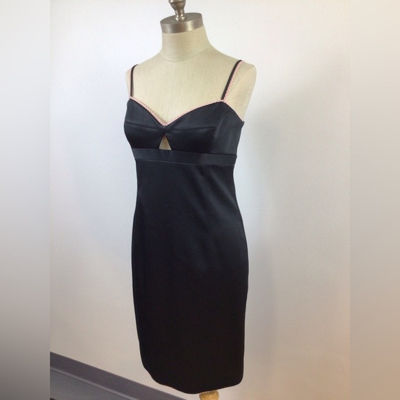 Laundry By Shelli Segal Little Black Dress Pink Trim, sz 8 - Picture 8 of 16